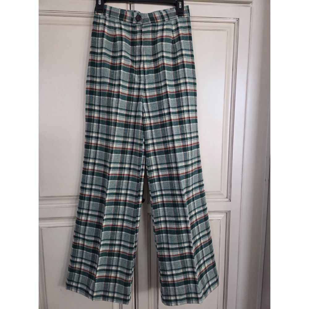Vtg‎ Jc Penney Fashions Wide Leg Single Pleated Plaid Pants Women's Small